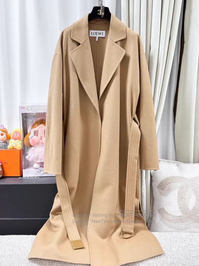 Loewe Loewe Long Sleeve Overcoat Brown with Belt Wool Size XXS / US 00 / IT 34 - 1 Thumbnail