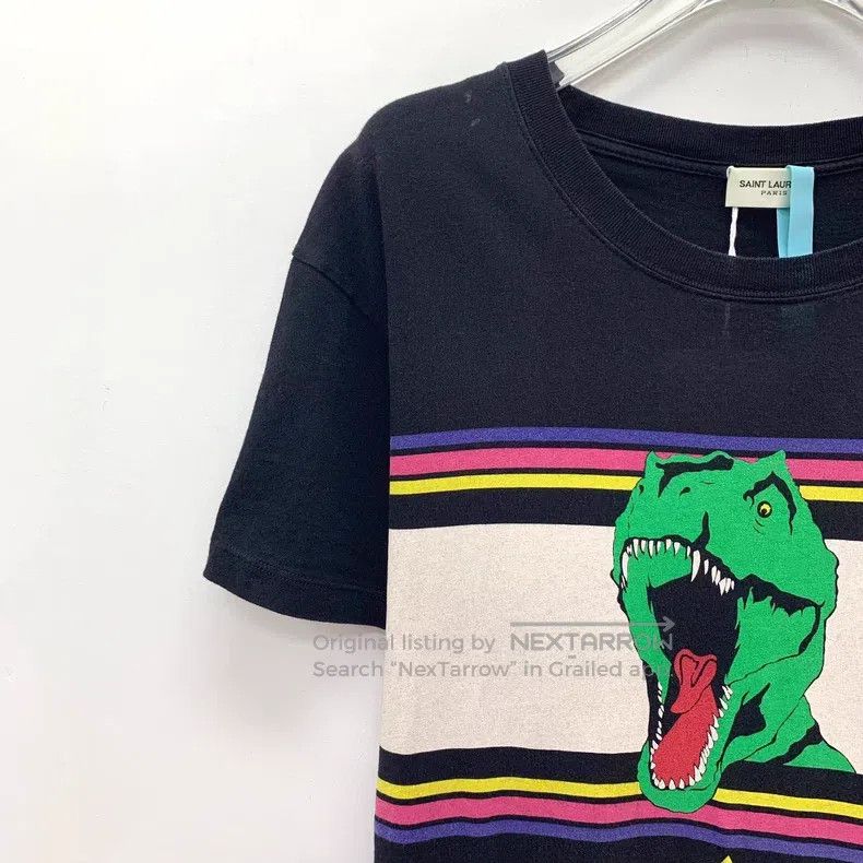Saint Laurent Paris Saint Laurent Paris Black Dinosaur Printed Crew Neck Short Size US S / EU 44-46 / 1 - 3 Thumbnail