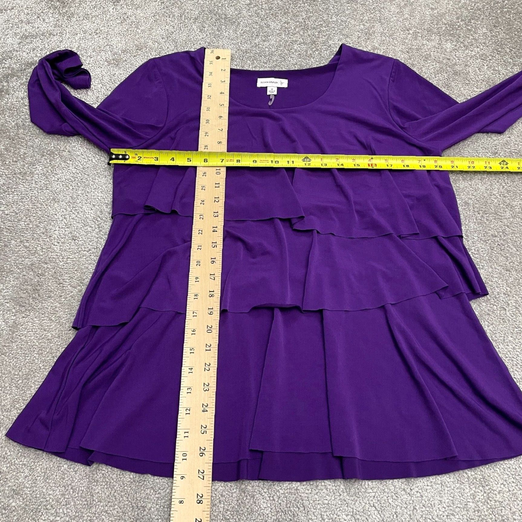 Vintage Susan Graver Blouse Shirt Women M Purple Long Sleeve Tunic Layered Casual Stretch Regular Knit Polyester Spandex Casual, Travel, Workwear Womens Size M / US 6-8 / IT 42-44 - 6 Thumbnail