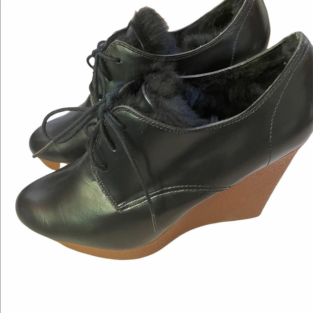 3.1 Phillip Lim 3.1 PHILLIP LIM Black Leather Fur Trim Wedge Pumps Size 10 Size US 10 / IT 40 - 6 Thumbnail
