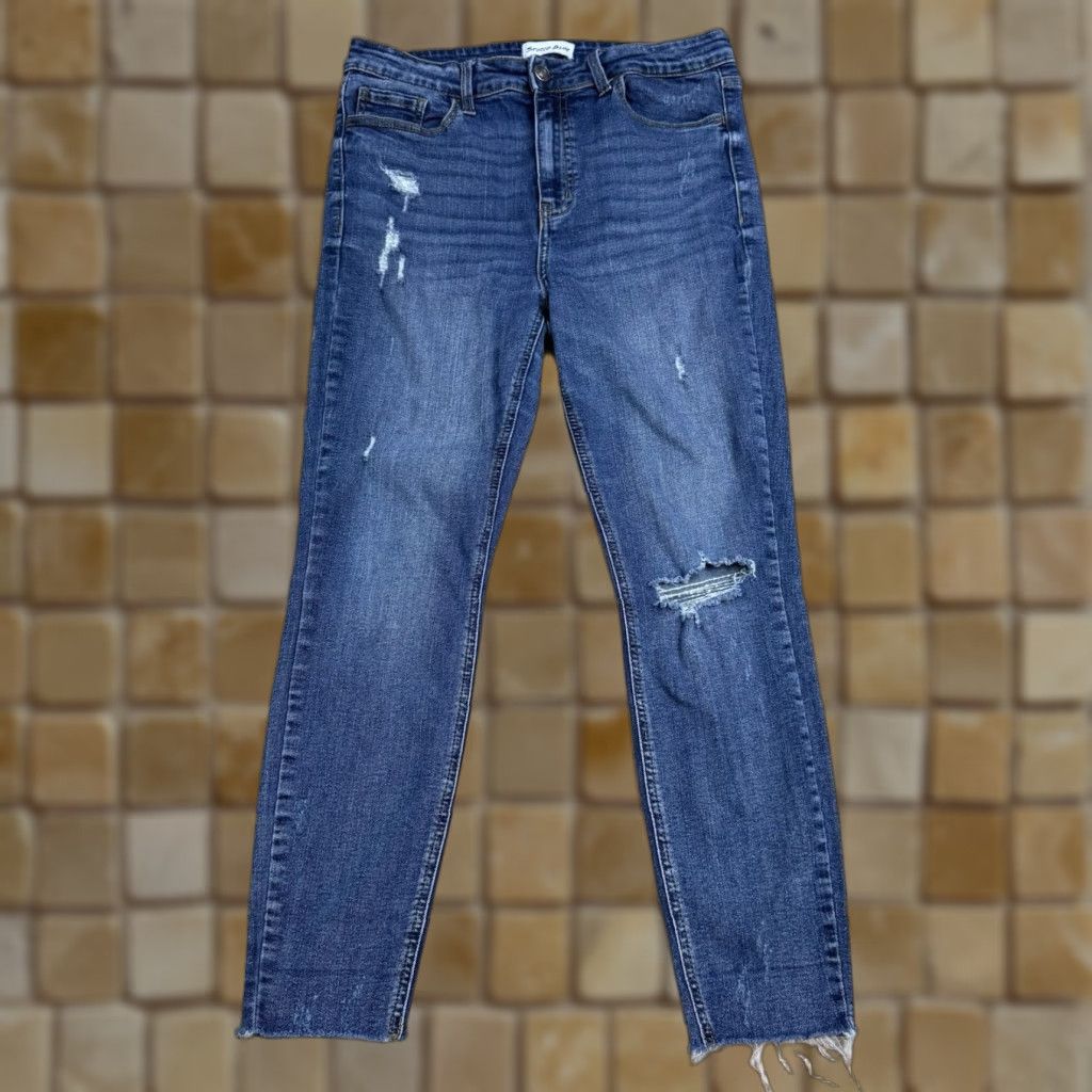 Vintage Studio Jeans Womens Size 30 Blue Denim Distressed Skinny Ankle Raw Hem Size 30" / US 8 / IT 44 - 1 Thumbnail