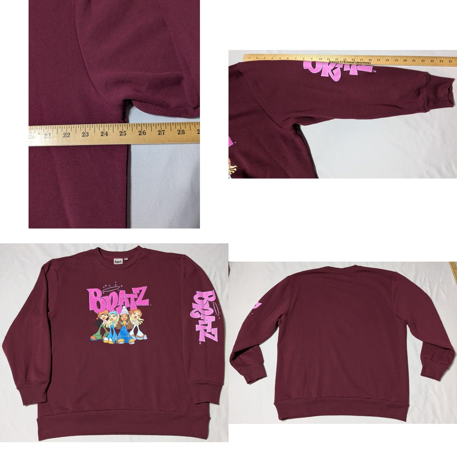 Vintage BRATZ DOLL GROUP Women Oversized XL Burgundy Fuzzy Logo Pullover Sweatshirt Size XL / US 12-14 / IT 48-50 - 9 Thumbnail