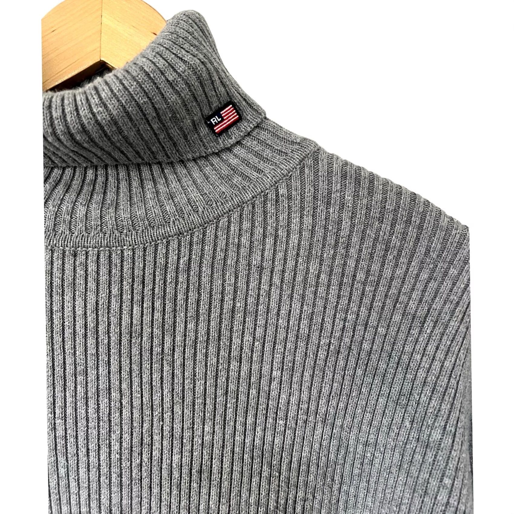 Ralph Lauren VINTAGE Polo Jeans Co. by Ralph Lauren Ribbed Turtleneck Women’s Grey Sweater Sz L Shirt Knit Pullover 90s Y2k Mens Womens Girls Boys Size L / US 10 / IT 46 - 2 Thumbnail