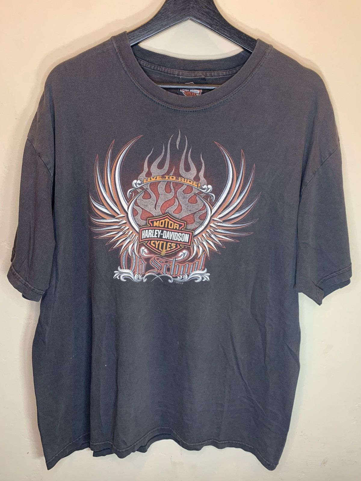 Harley Davidson *RARE* Vintage Harley Davidson Flame Wings Biker Art T-Shirt Size US XL / EU 56 / 4 - 1 Thumbnail