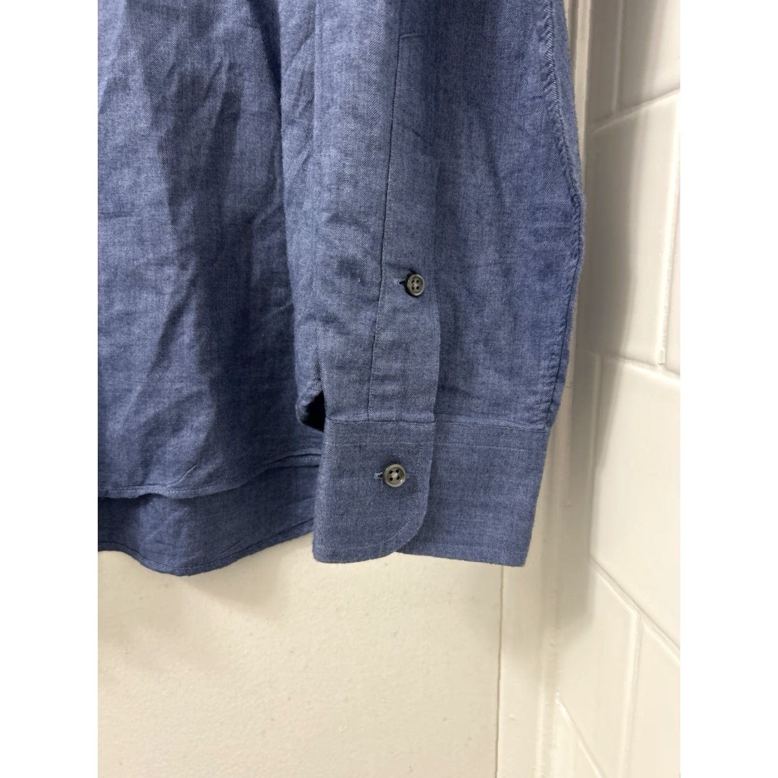 Polo Ralph Lauren Polo Ralph Lauren Shirt Mens 16.5 Blue Herringbone Slim Fit Button Up L/S Size US XL / EU 56 / 4 - 7 Thumbnail