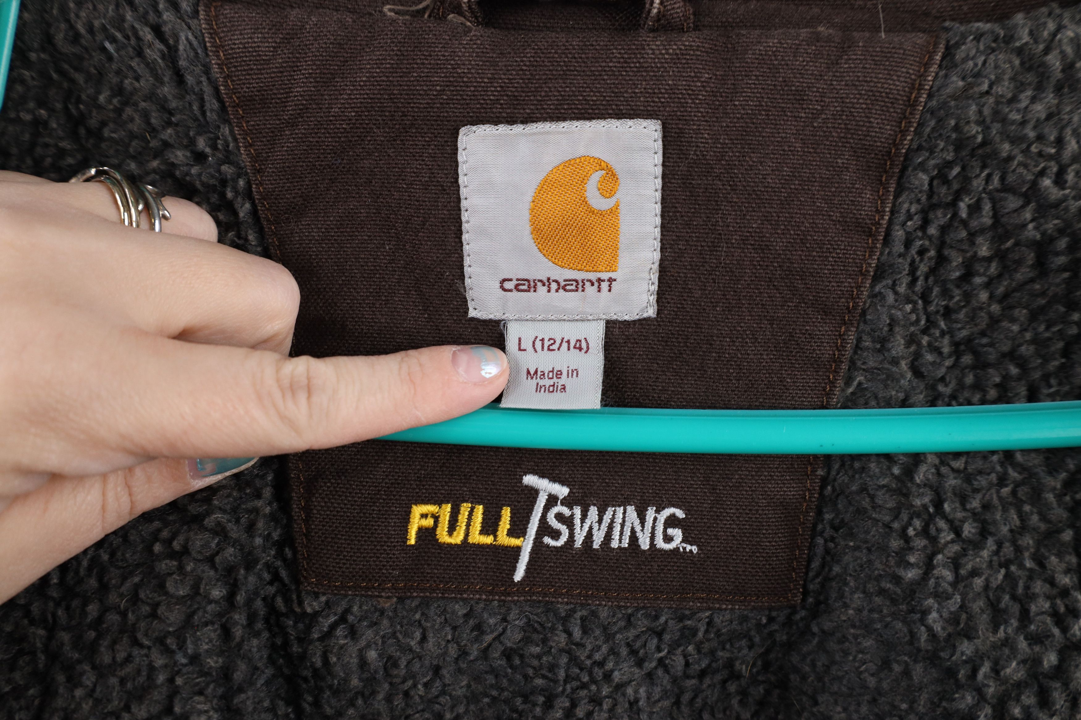 Carhartt × Vintage Vintage Carhartt Spell Out Fleece Lined Canvas Jacket Brown Size L / US 10 / IT 46 - 10 Thumbnail