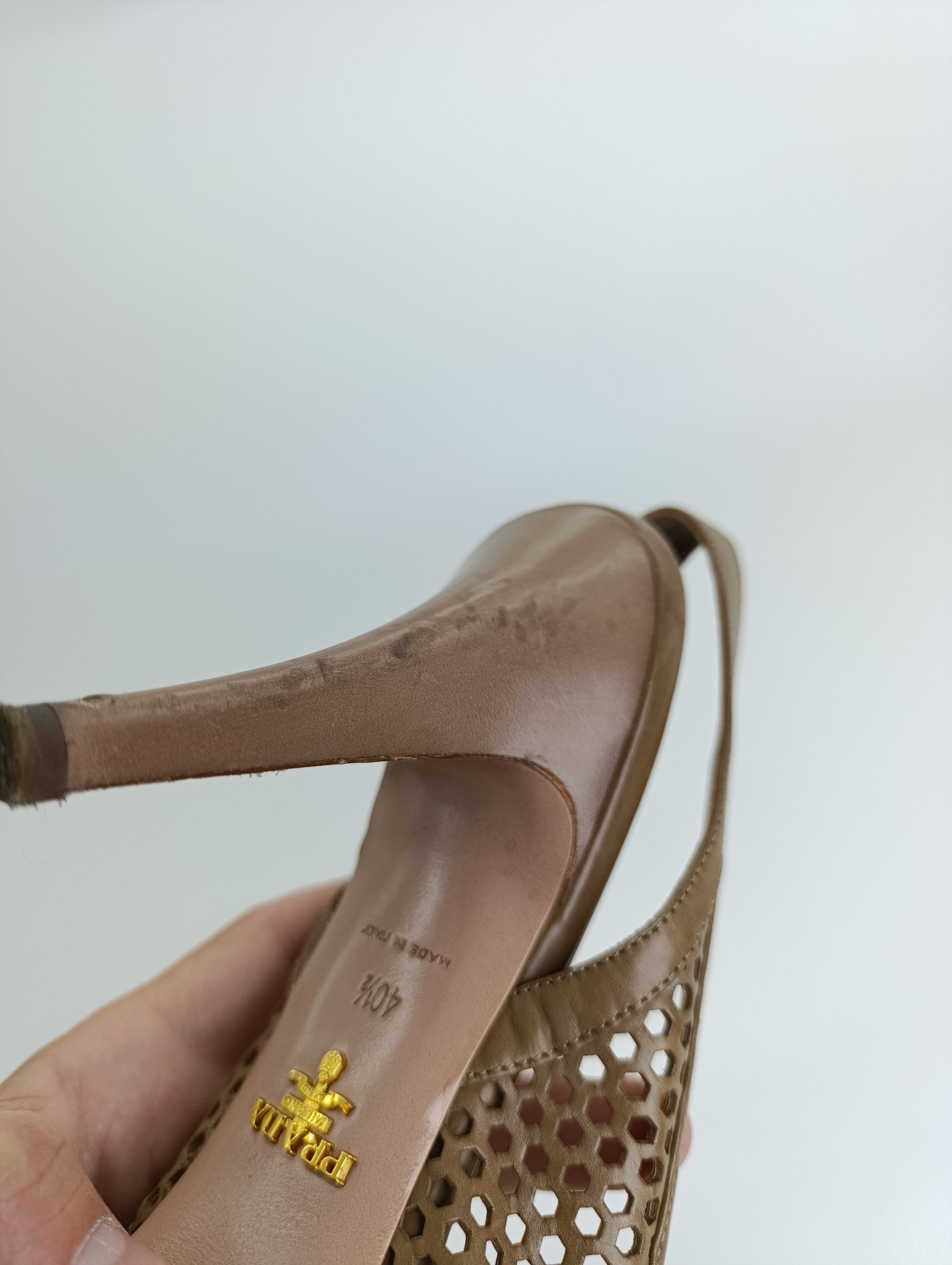 Prada PRADA TORTILLA LEATHER LASER CUT SLINGBACK SANDALS Size US 10.5 / IT 40.5 - 10 Thumbnail