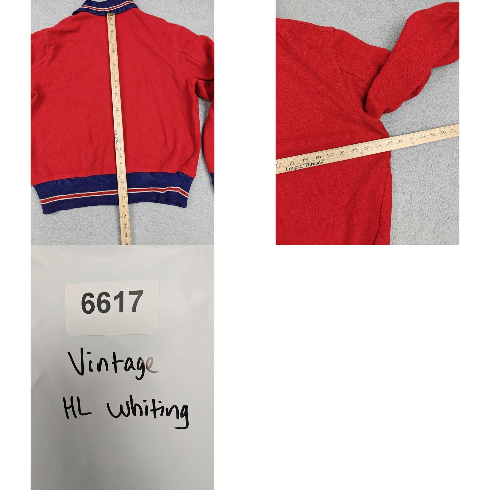 Vintage VINTAGE Whiting Jacket Mens 46 Red Wool Varsity Snap Front Rib Knit Trim Jacket Size US S / EU 44-46 / 1 - 8 Thumbnail