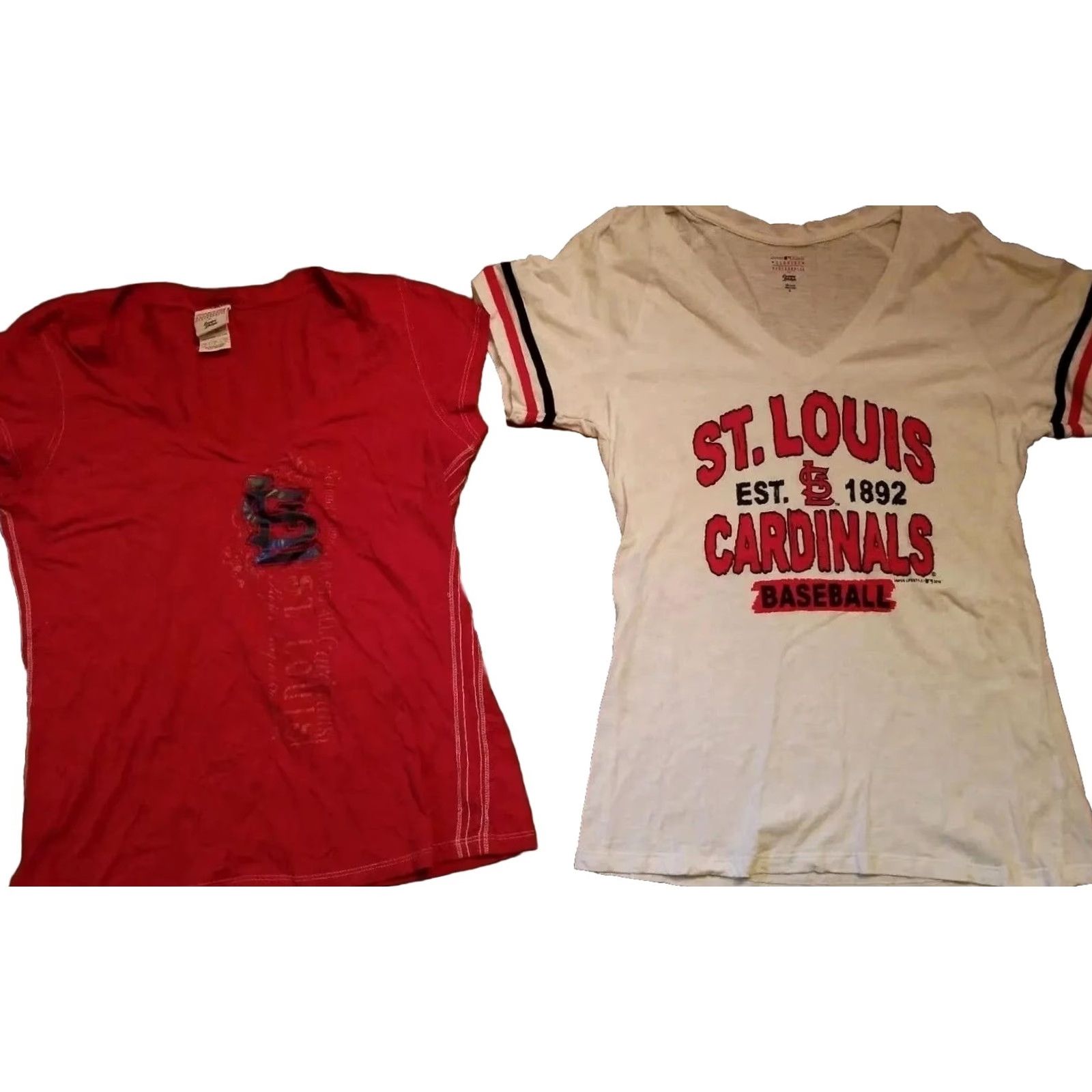 Vintage CAMPUS LIFESTYLE MLB CARDINAL'S WOMEN'S V NECK SHORT SLEEVE SHIRTS XL White T-Shirt Women Size XL / US 12-14 / IT 48-50 - 2 Thumbnail