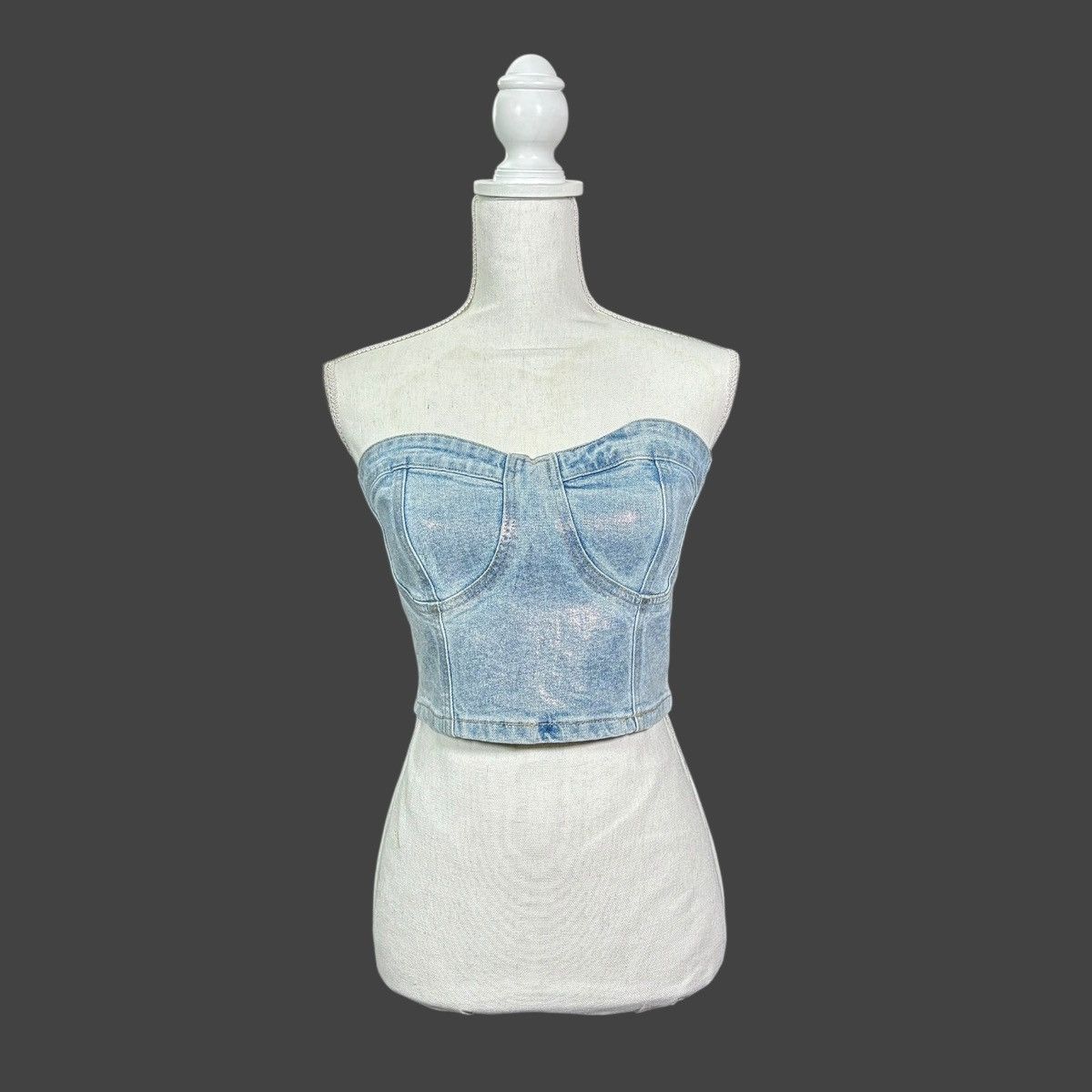 BLANKNYC Blank NYC Women’s Metallic Blue Denim Bustier Tube Top Sz S Size S / US 4 / IT 40 - 1 Thumbnail