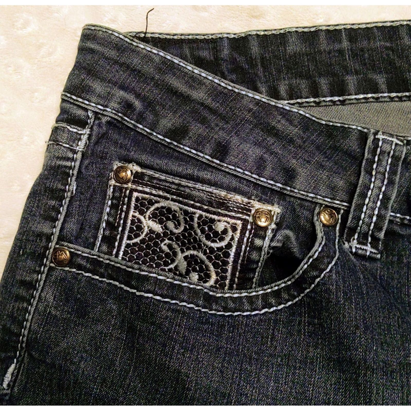 Denime Love Indigo Denim Jeans 16 Bootcut 5-Pocket Regular Rise Mid Blue Women's 31 Inseam XS? Size 25" / US 0 / IT 36 - 5 Thumbnail