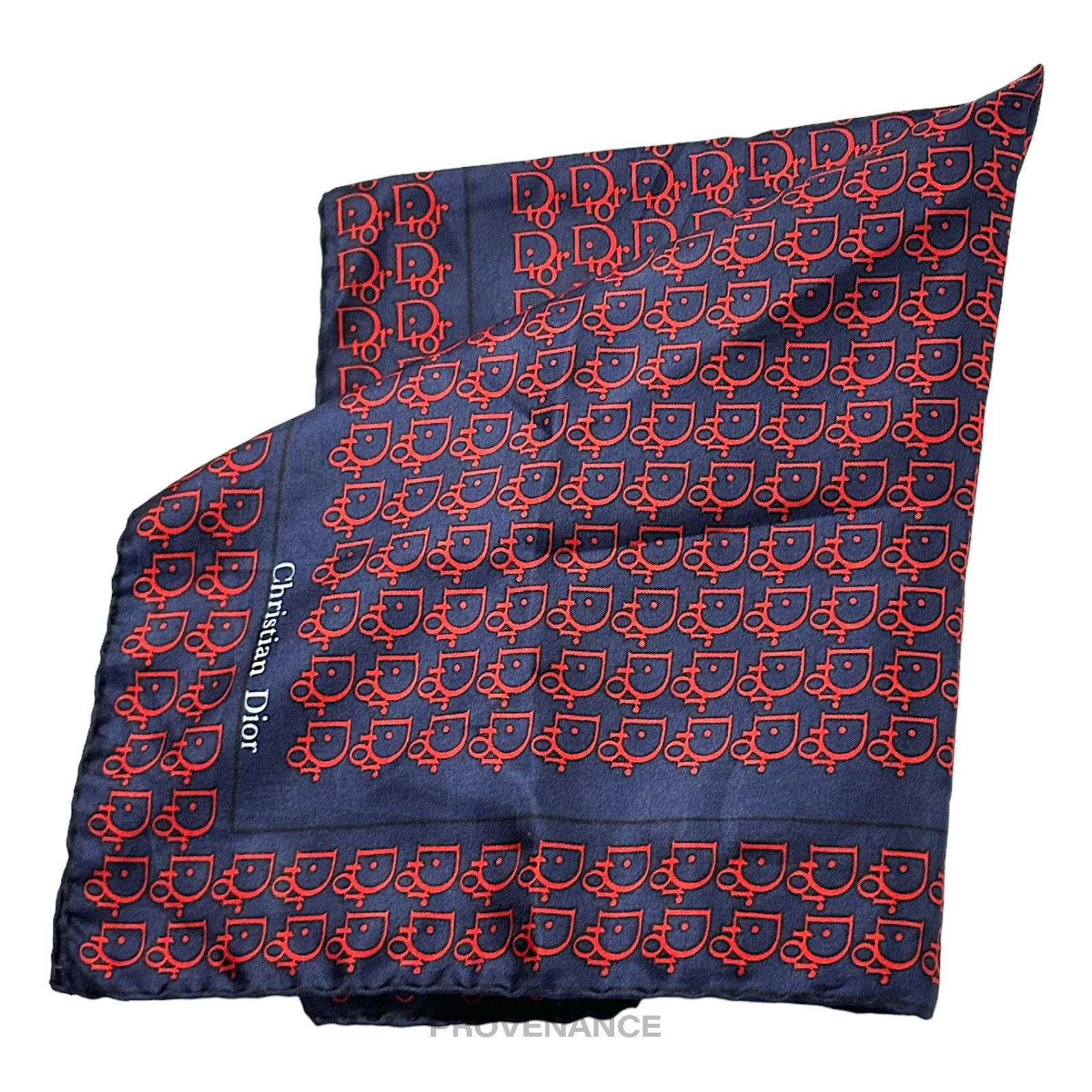 Dior 🔴 Christian Dior Trotter Monogram Silk Scarf - Navy Red Size ONE SIZE - 1 Thumbnail