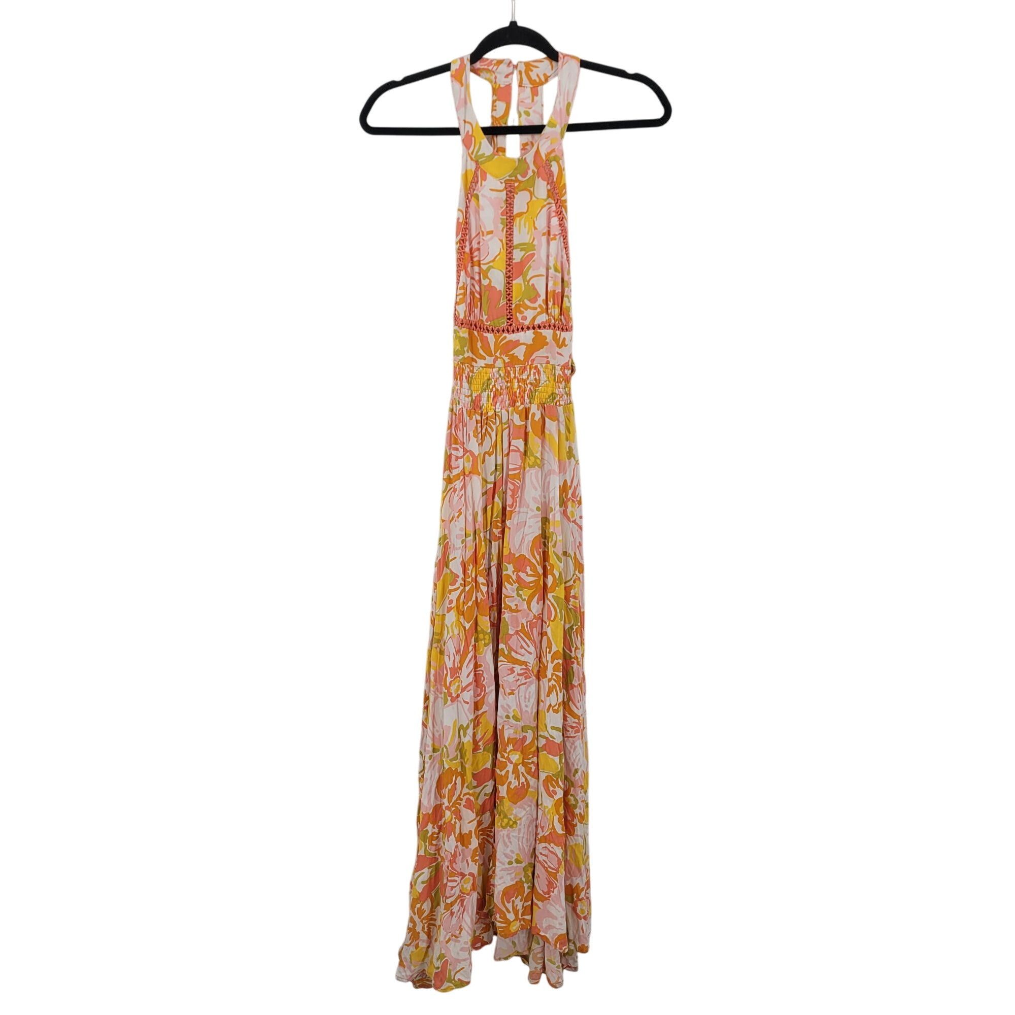 Abel The Label Sz S Pink Orange Floral Tie Cutout Halter Max