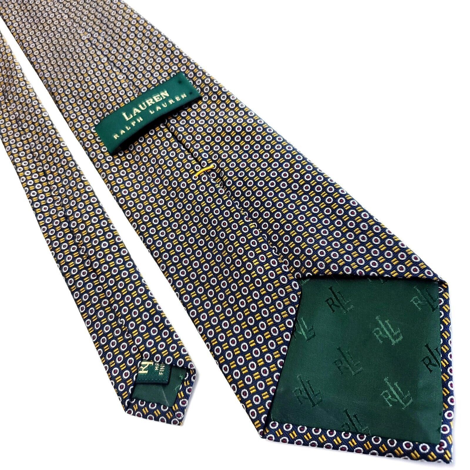 Ralph Lauren Lauren Ralph Lauren Brown Yellow Silk Tie Woven Geometric Size ONE SIZE - 3 Thumbnail