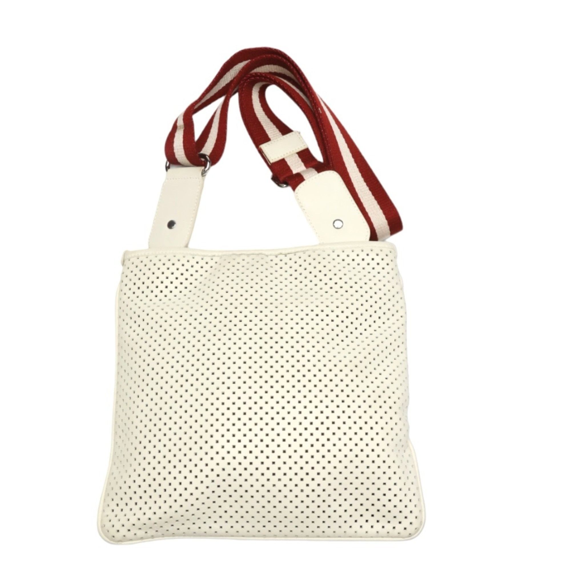 image of Bally Punching Leather Crossbody Shoulder Belt White Bag, Women's