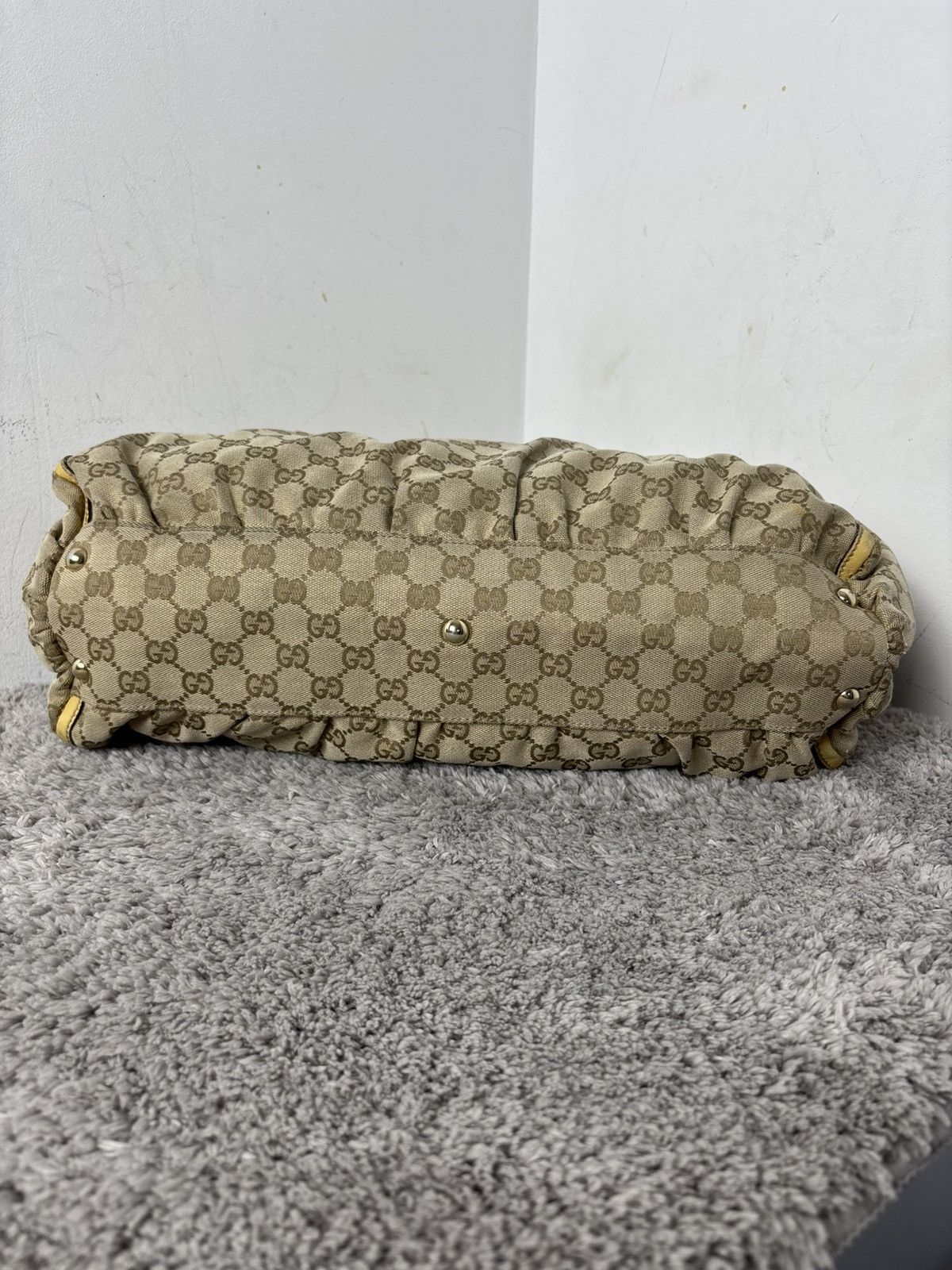 Gucci GUCCI GG Canvas Tote Bag Beige Gold Auth th540 Golden boston Size ONE SIZE - 11 Thumbnail