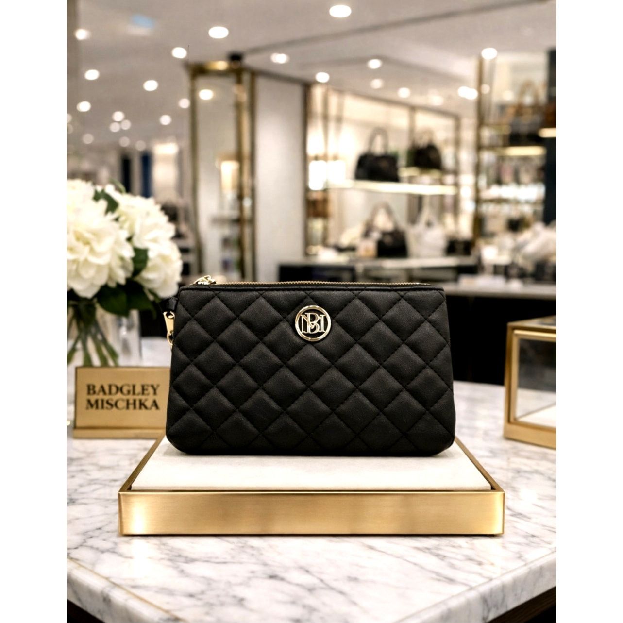 Badgley Mischka Badgley Mischka Quilted Clutch - Black Size ONE SIZE - 1 Thumbnail