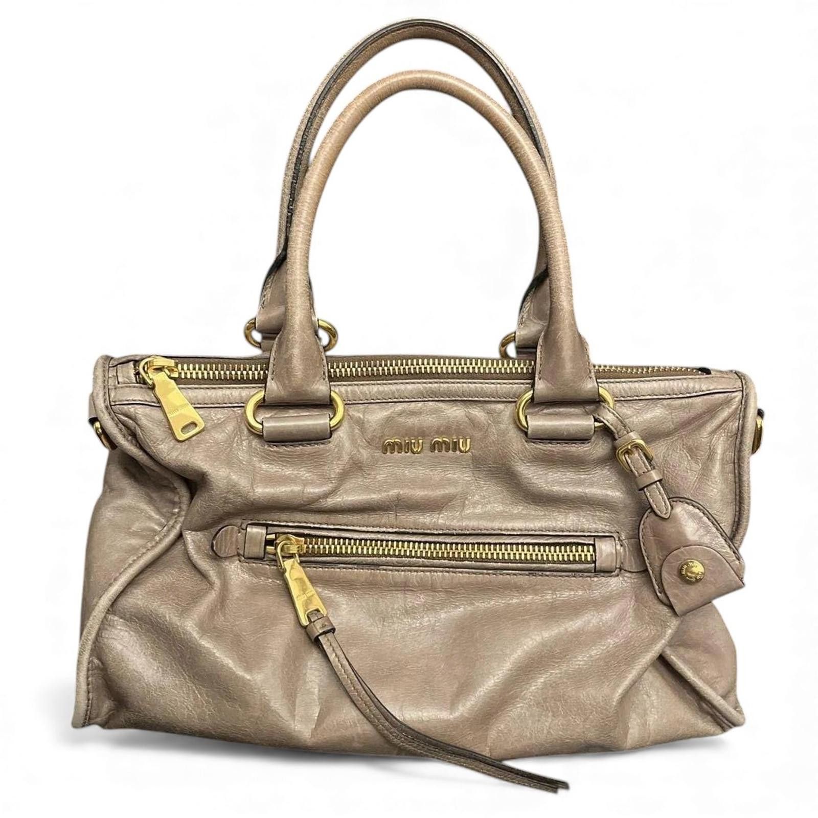 Miu Miu Miu Miu - Taupe Leather Handbag Gold Hardware Size ONE SIZE - 2 Thumbnail