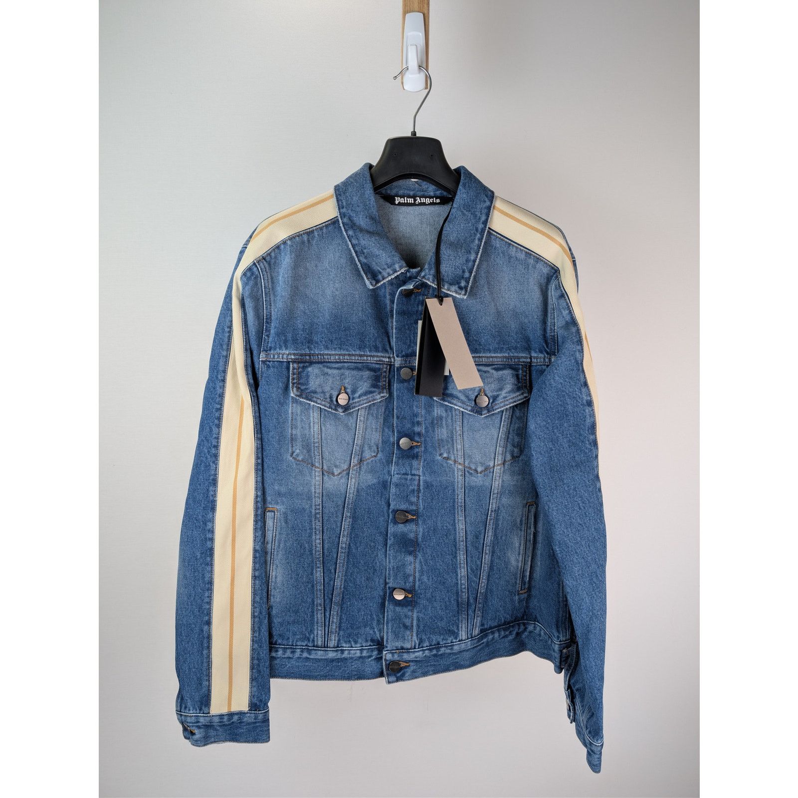Palm Angels o1rshd1 Indigo Track Denim Jacket in Light Blue / White Size US L / EU 52-54 / 3 - 9 Thumbnail