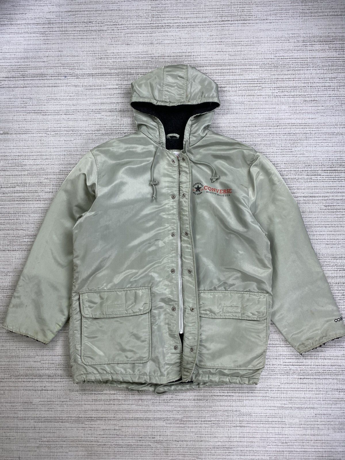 Converse × Japanese Brand × Vintage Vintage 90s Converse Big Logo Lined Sherpa Hoodie Jacket Size US L / EU 52-54 / 3 - 5 Thumbnail