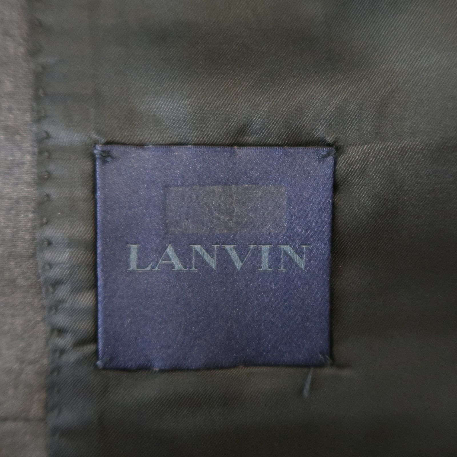 Lanvin LANVIN 40 Short Charcoal Wool Satin Trim Peak Lapel Suit Size 40R - 12 Thumbnail