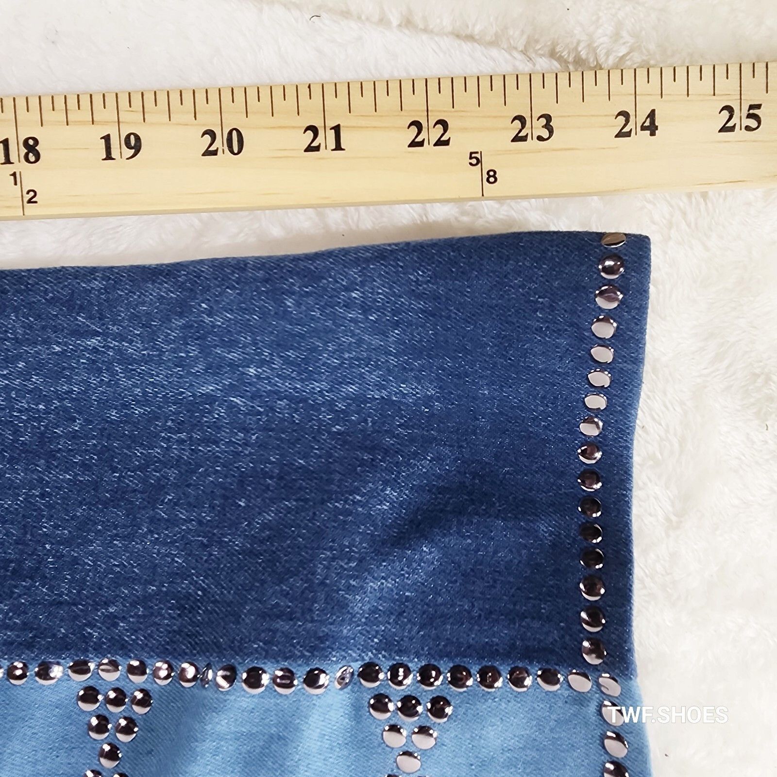 Other Western Flare Denim Boots Cone Heels Button Studs OTK Pull O Size US 8.5 / IT 38.5 - 2 Thumbnail