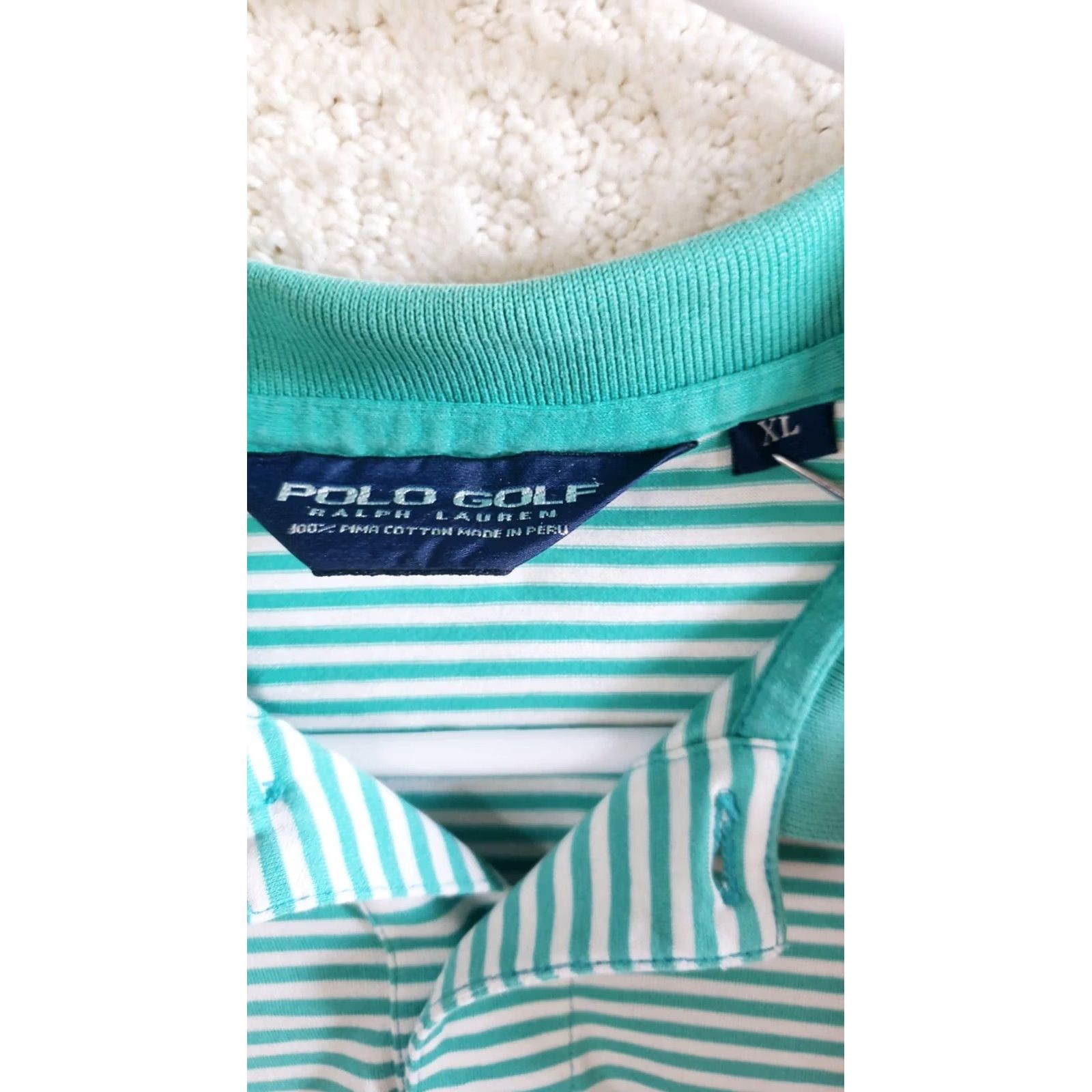 Vintage Polo Golf Polo Shirt L Green Stripe Short Sleeve Pima Cotton Mens Classic Fit Size US L / EU 52-54 / 3 - 7 Thumbnail