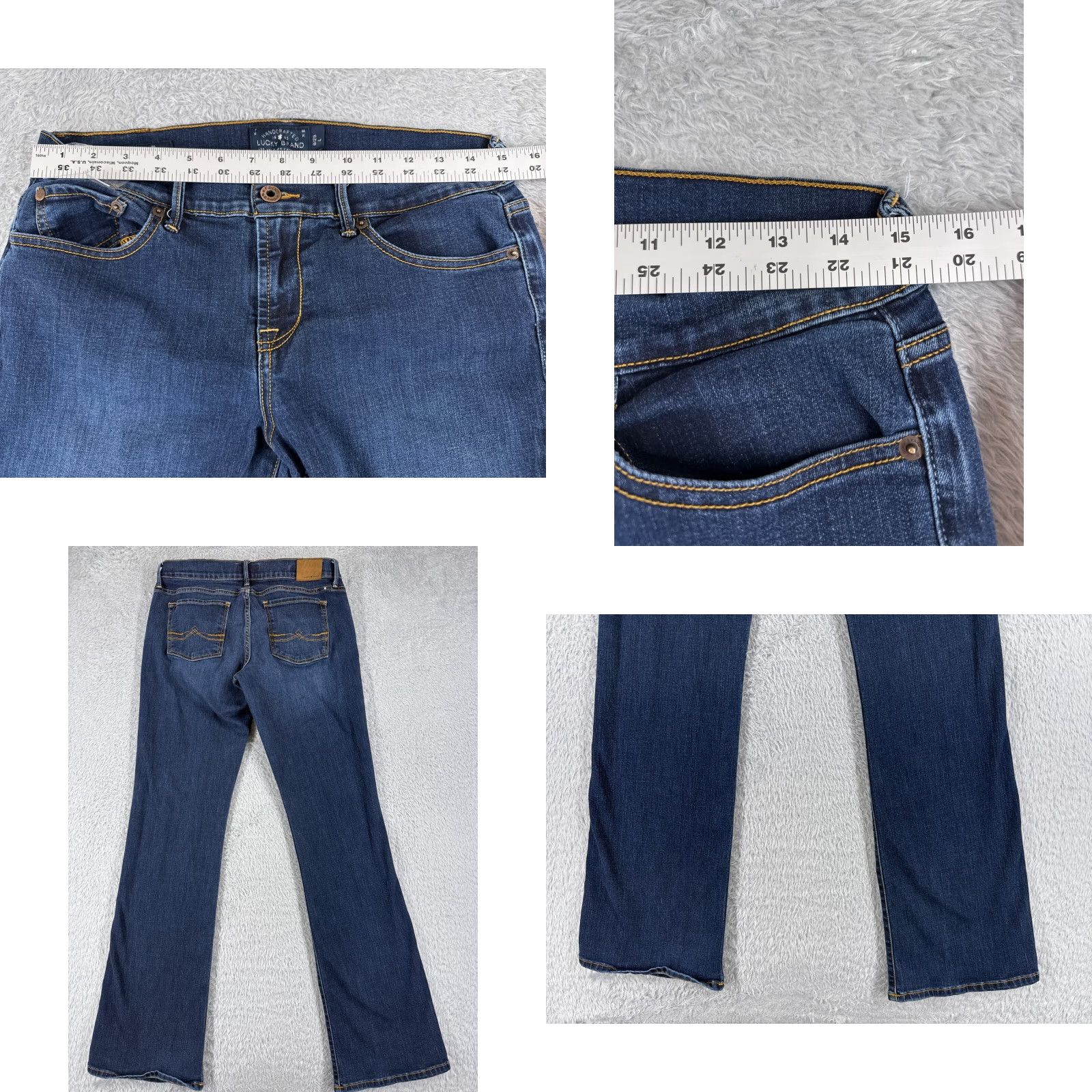 Lucky Brand VINTAGE Lucky Brand Jeans Women 8 Blue Denim Bootcut Mid Rise 28x33 5-Pocket Design Ladies Womens Jeans Blue USA 90s? Size 30" / US 8 / IT 44 - 9 Thumbnail