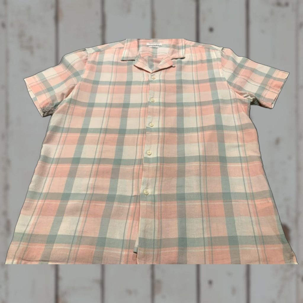 Denime VINTAGE Denim & Flower Pink Plaid Slim Fit Short Sleeve Button-Up Shirt Adult Large Cotton Size US L / EU 52-54 / 3 - 1 Thumbnail
