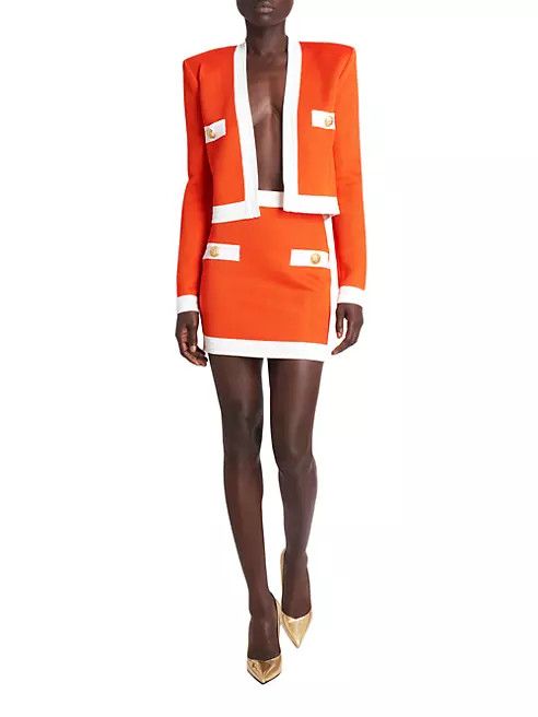 Balmain o1w1db10624 Cardigan in Orange Size XS / US 0-2 / IT 36-38 - 5 Thumbnail