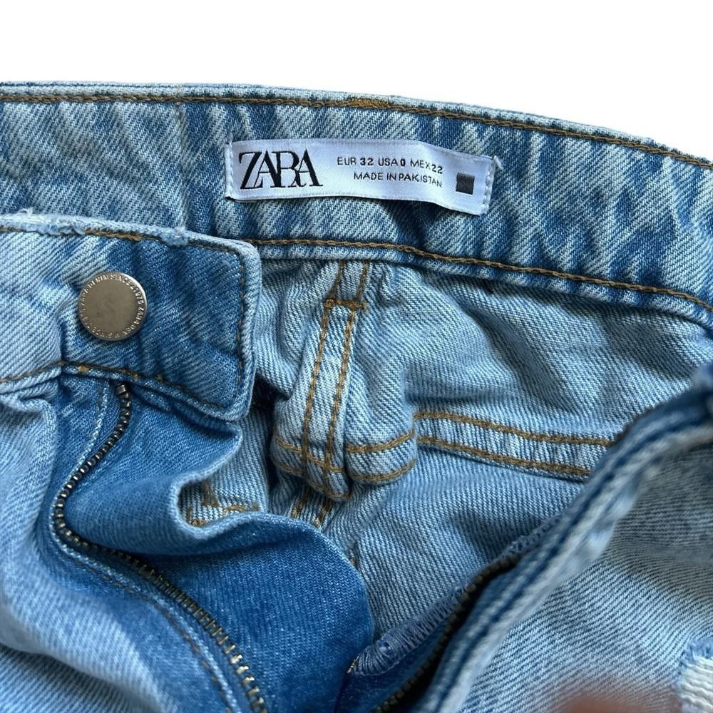 Zara Zara High waist Rise Blue Tattered mom jeans Size 25" / US 0 / IT 36 - 6 Thumbnail