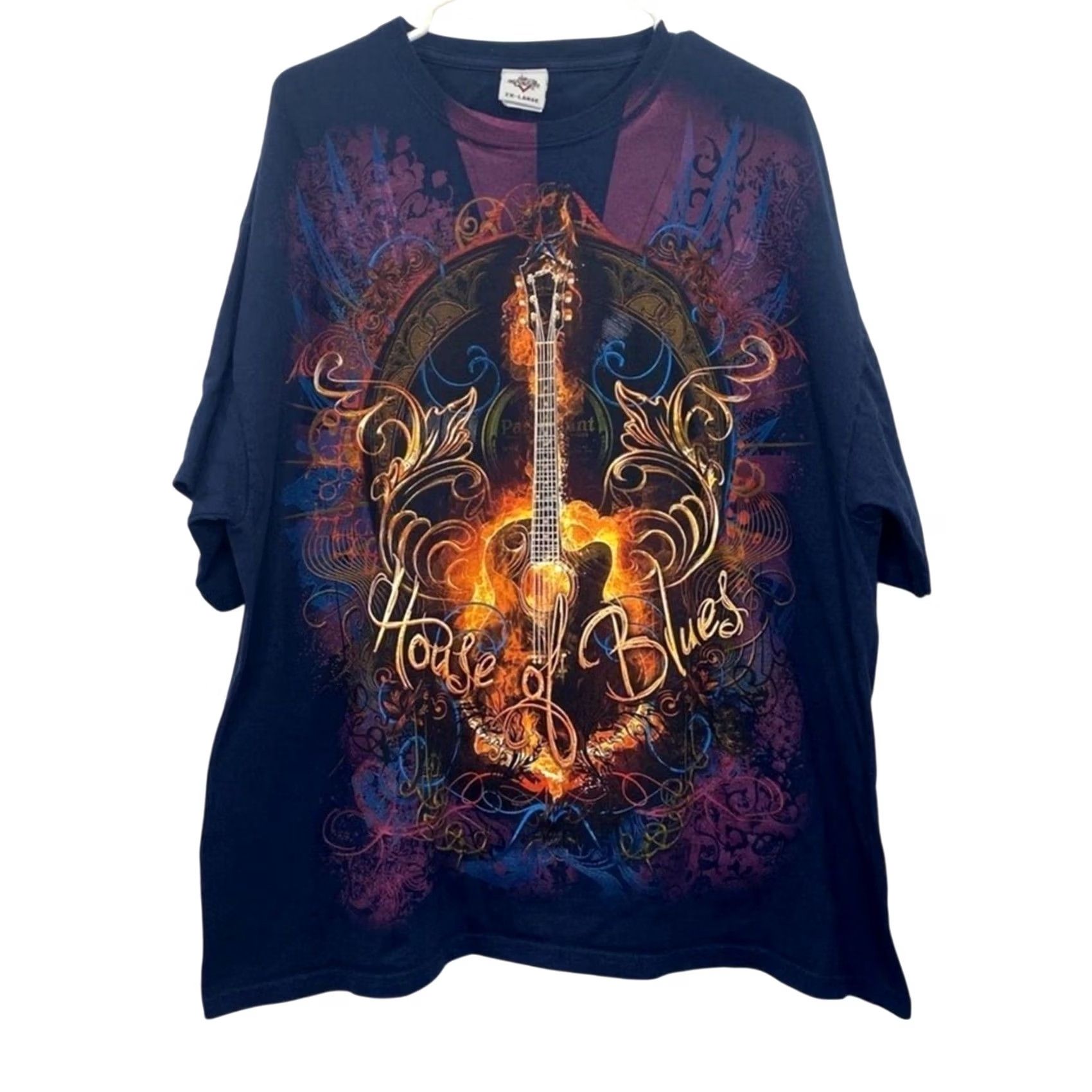 Vintage MENS House Of Blues Orlando AOP Guit ar Print Y2K Shirt 2XL All Over Print Ladies? Size US XXL / EU 58 / 5 - 2 Thumbnail