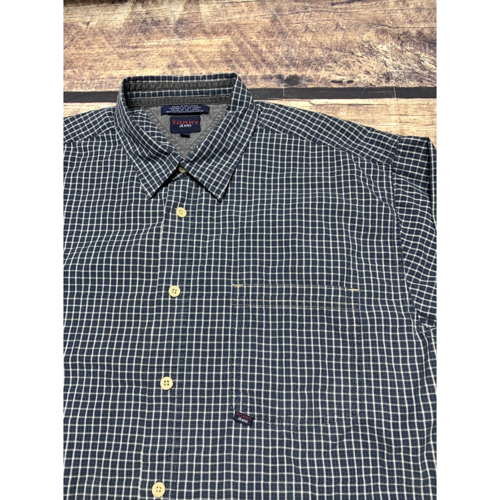 Vintage VINTAGE Tommy Jeans Long Sleeve Shirt Mens XL Blue Plaid Button-Down Pocket 90s Size US XL / EU 56 / 4 - 3 Thumbnail