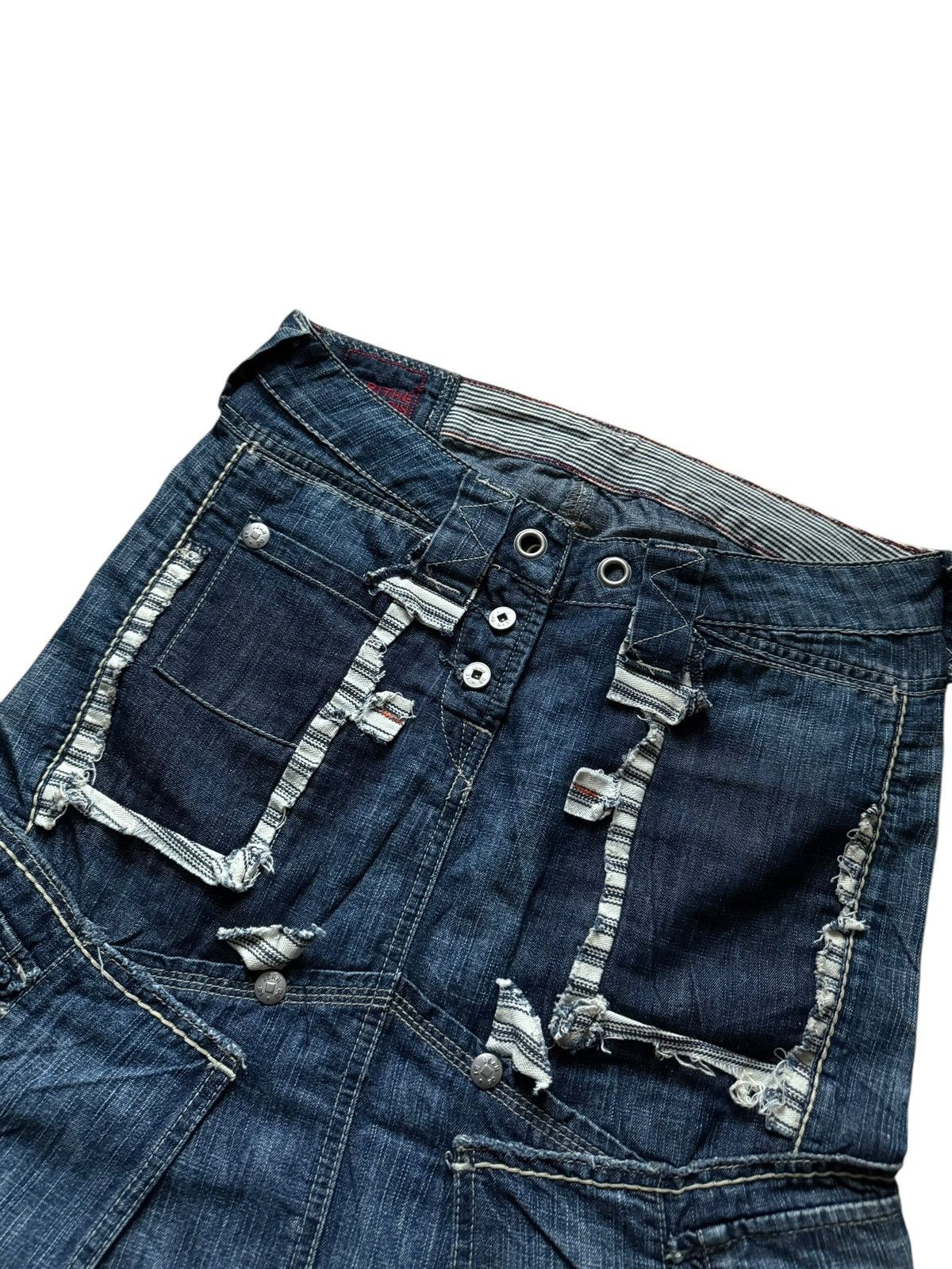 Marithe + Francois Girbaud VNTG M+Fg Y2K Distressed Ripped Pocket Grunge Cargo Skirt Size 27" / US 4 / IT 40 - 7 Thumbnail