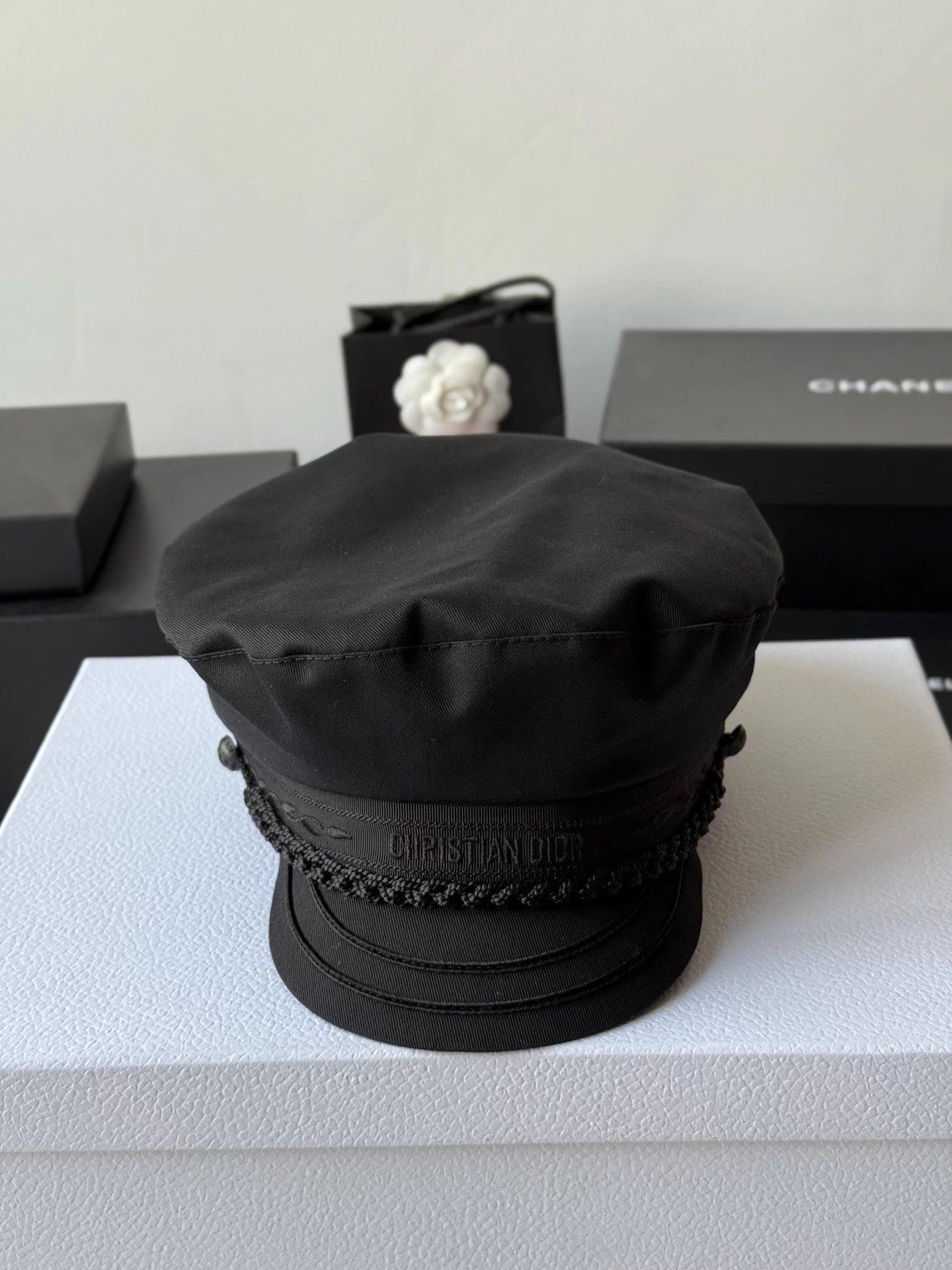 Dior Dior Black Logo Greek Newsboy Cap 59 Size Size ONE SIZE - 1 Thumbnail
