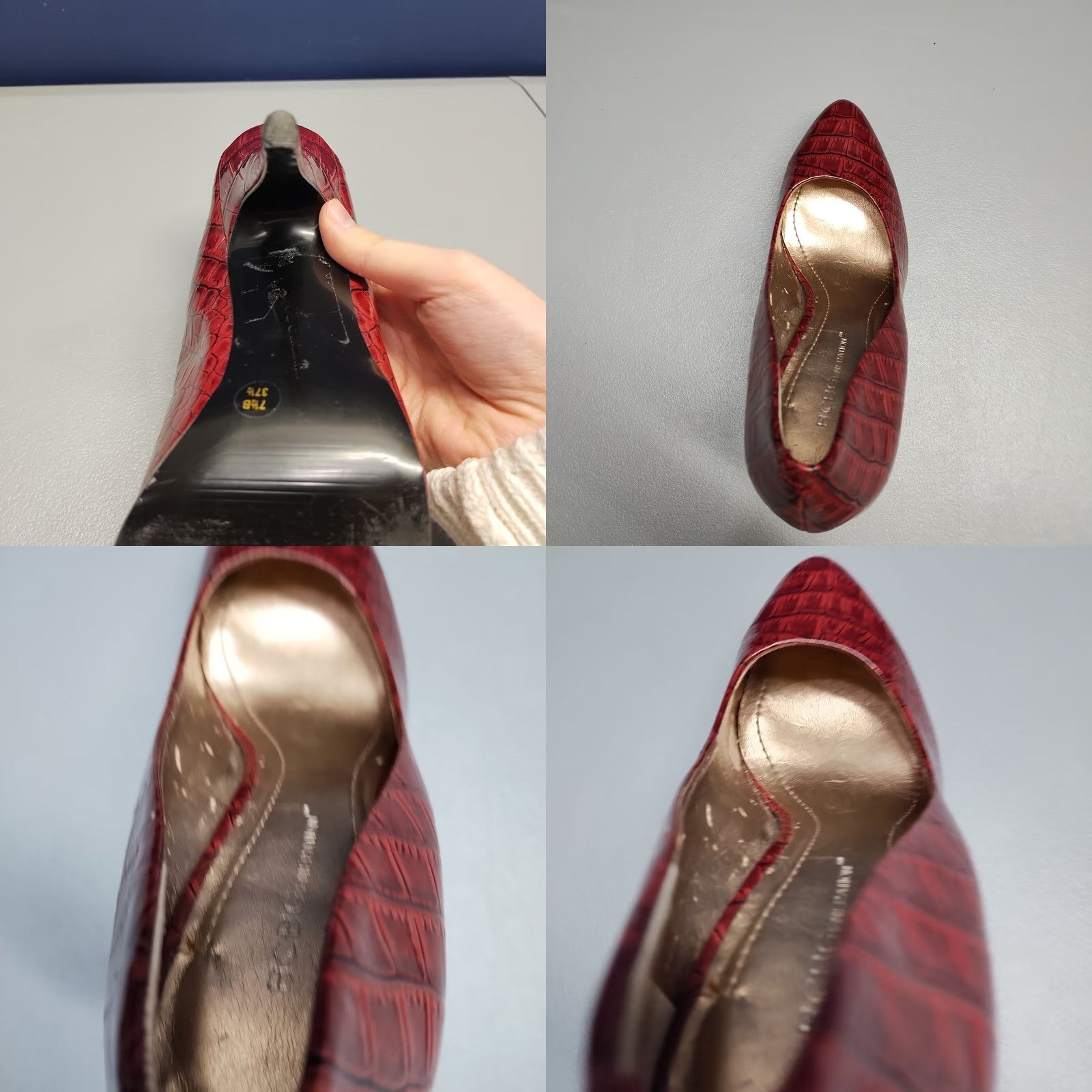 Vintage BCBG Generation Womens Pumps Size 7.5B Red Snakeskin Comfort Stiletto Heel Shoes Size US 8 / IT 38 - 8 Thumbnail