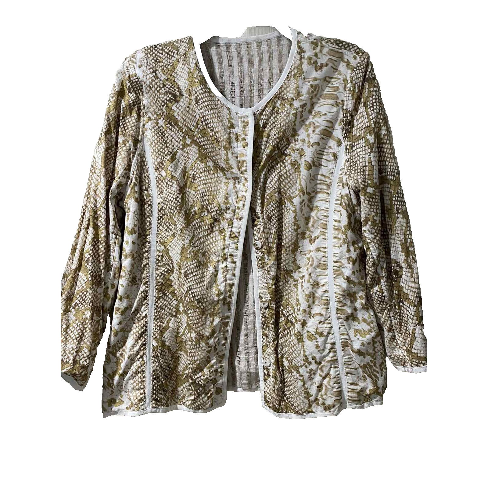 & Other Stories Chico's 100% Linen Snap Lightweight Jacket Sz L A001841 Size L / US 10 / IT 46 - 2 Thumbnail