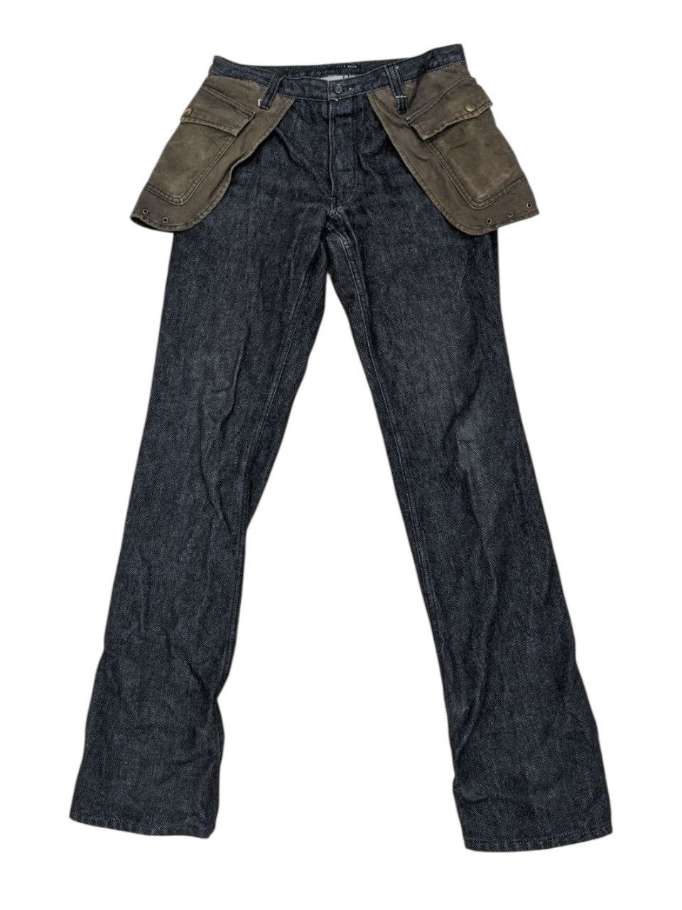 Mastermind Japan × Roen HIROMUTAKAHARA LACE UP FLARE JEANS BUTTONFLY LAYERED POCKET Size US 30 / EU 46 - 2 Thumbnail