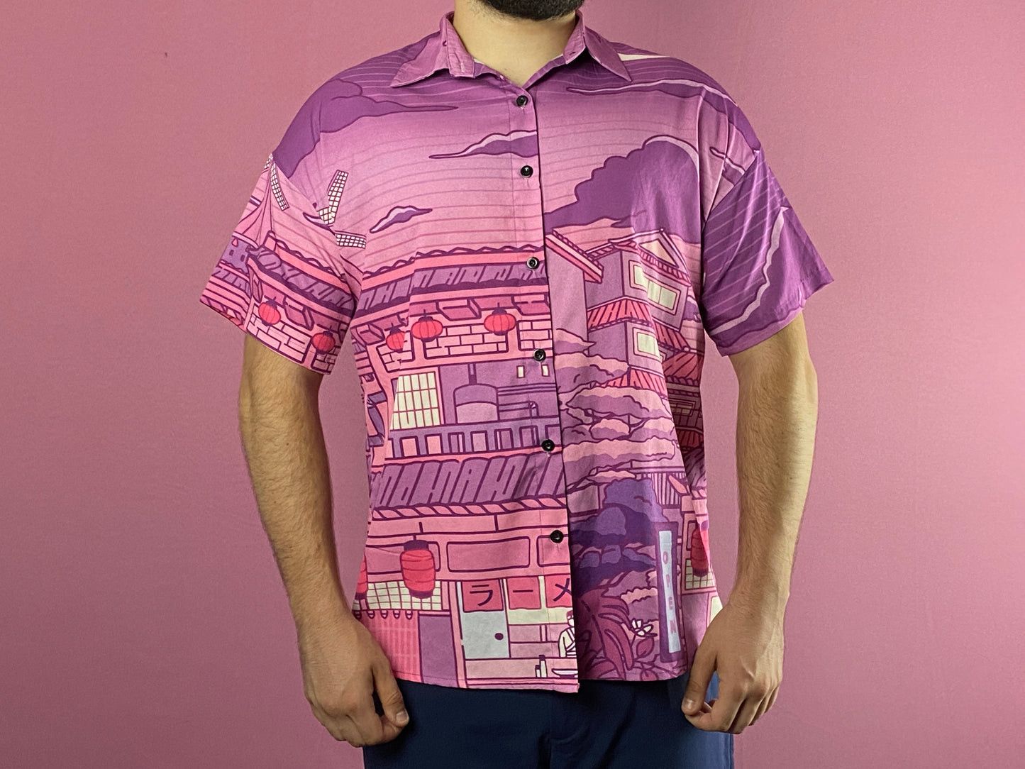 Vintage Romwe Vintage Men's Japanese Street Print Sleeve Shirt Size US S / EU 44-46 / 1 - 3 Thumbnail