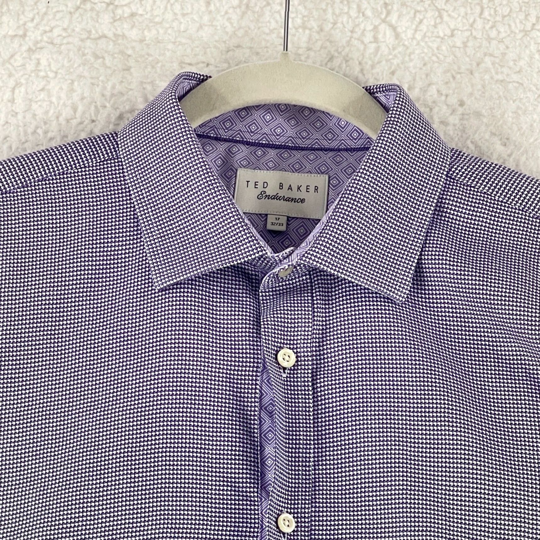 Ted Baker Ted Baker Purple Button-Up Endurance Geo Print Dress Shirt Mens Long Sleeve XL Size 46R - 3 Thumbnail