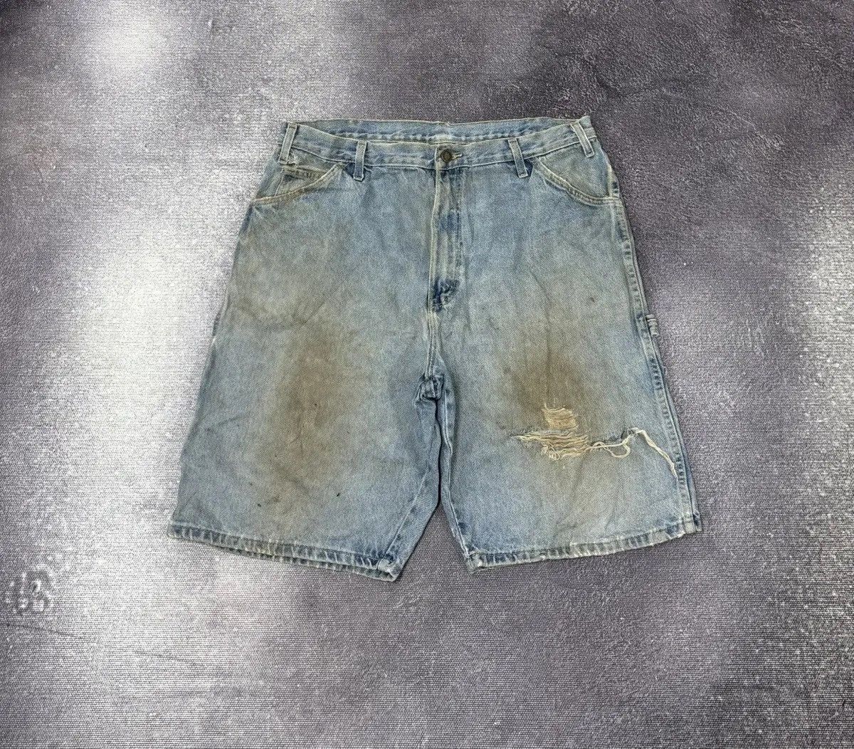 Dickies × Vintage Vintage Dickies USA Distressed Denim Baggy Shorts Jorts Size US 38 / EU 54 - 2 Thumbnail
