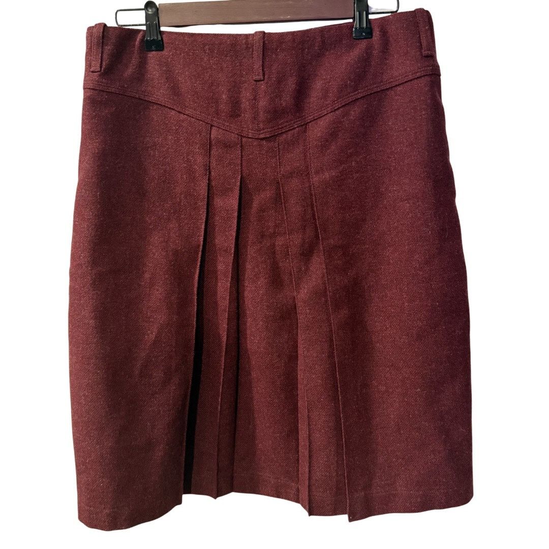 Burberry Burberry London Women’s Burgundy Wool Skirt Size 12 Size 34" / US 12 / IT 48 - 2 Thumbnail