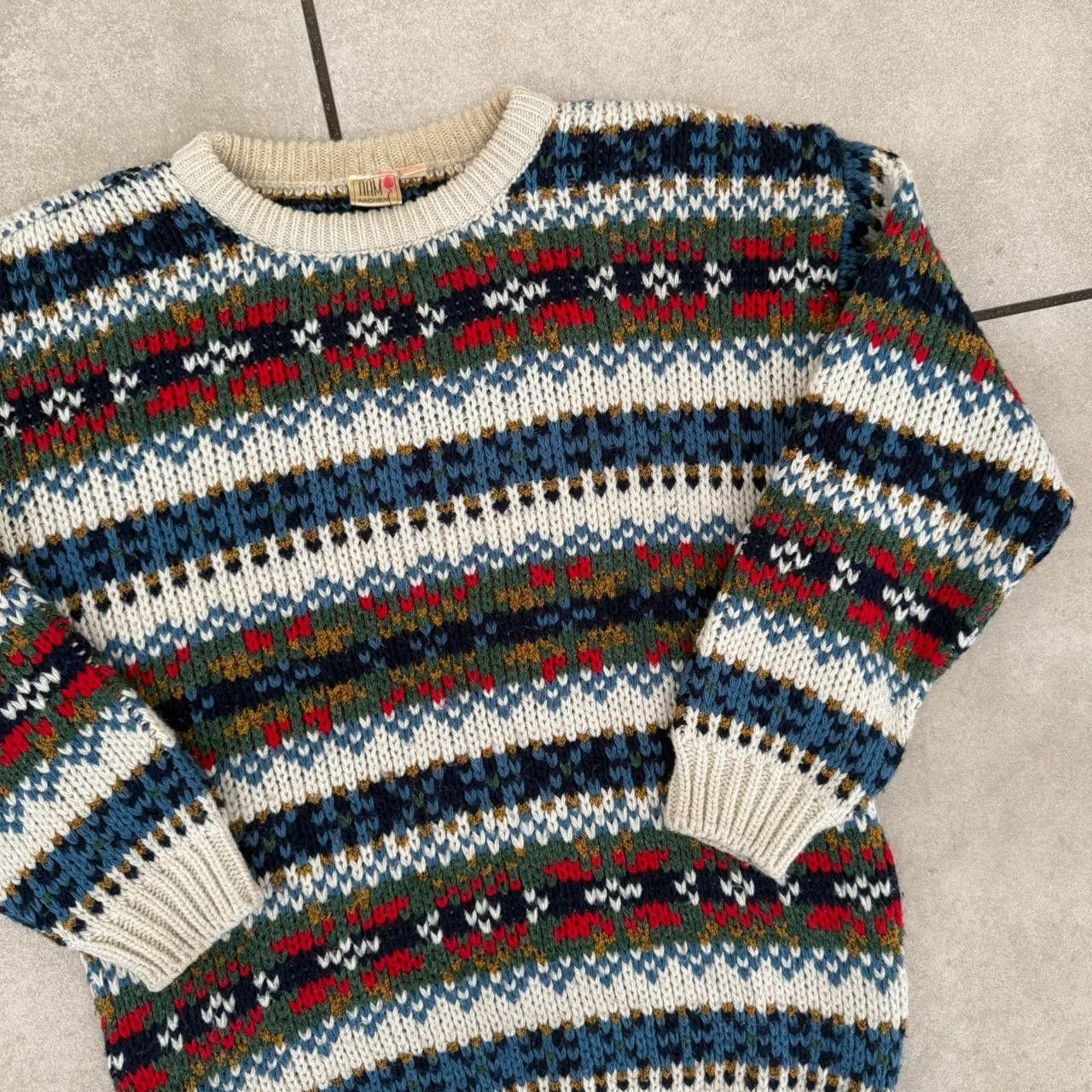 Vintage Vintage 90s Wool Jumper Cable Knit Multi Colour Norway Size US M / EU 48-50 / 2 - 4 Thumbnail