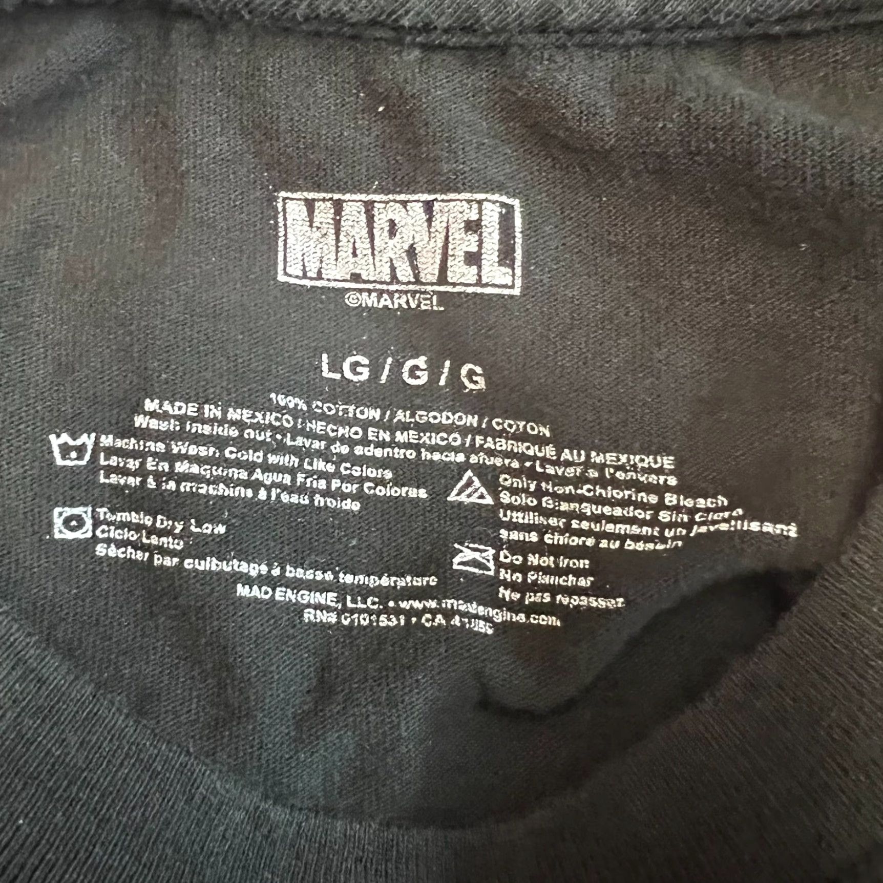 Vintage Marvel Mens Graphic Print Cotton Crew Neck T Shirt Black Size L Size US L / EU 52-54 / 3 - 4 Thumbnail