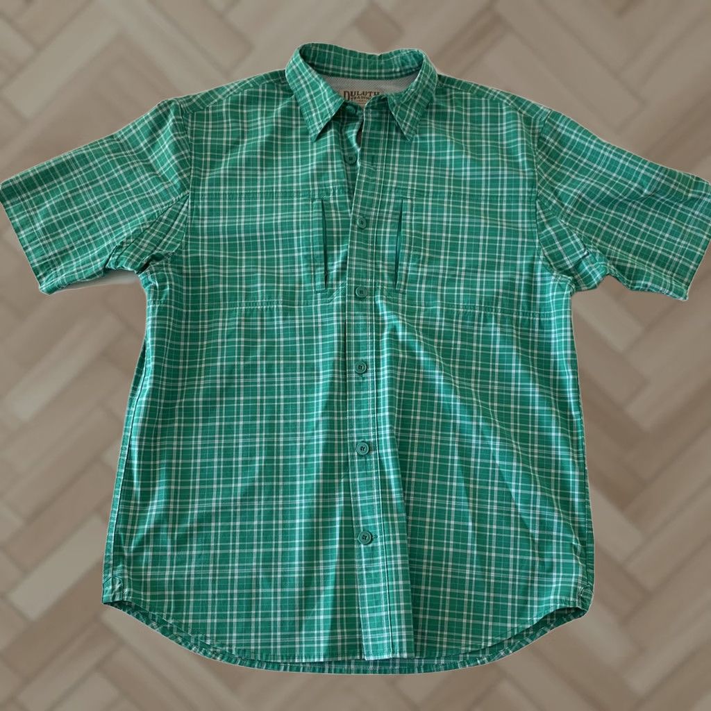 Vintage Duluth Button-Up Shirt Men’s M Short Sleeve Plaid Green Poly Size US M / EU 48-50 / 2 - 1 Thumbnail