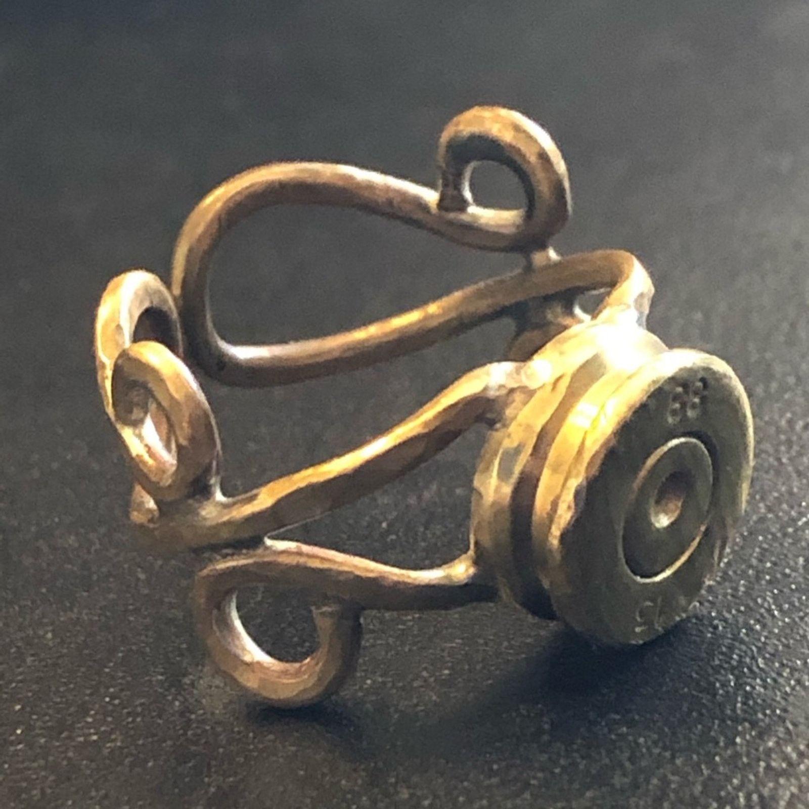Vintage Vintage handmade hammered brass bullet primer ring Size ONE SIZE - 1 Thumbnail