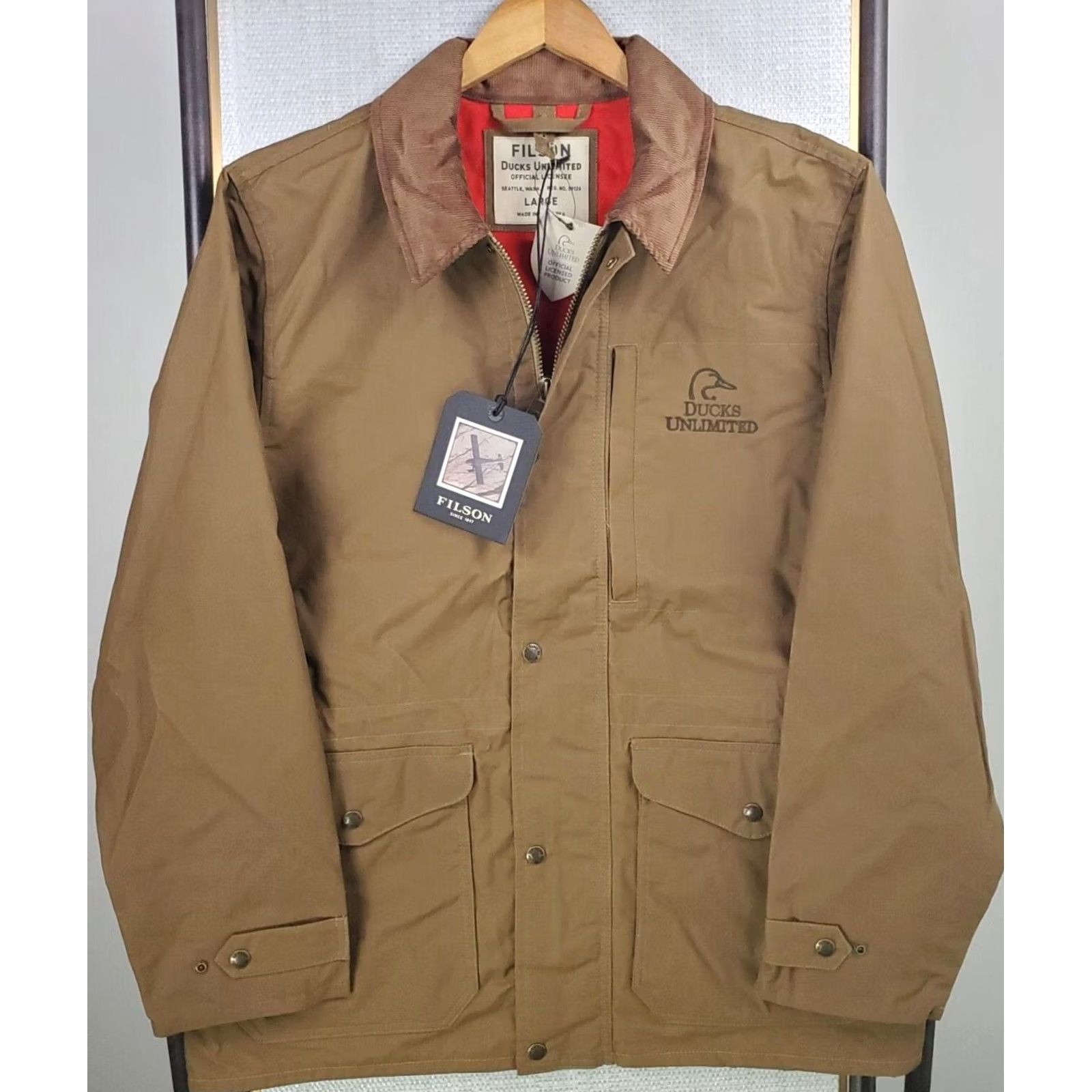 Filson Filson x Ducks Unlimited Cover Cloth Mile Marker Coat Jacket Mens Large Oilskin Waxed 100% Cotton Beige Beiges/Khaki Vintage? Size US L / EU 52-54 / 3 - 2 Thumbnail