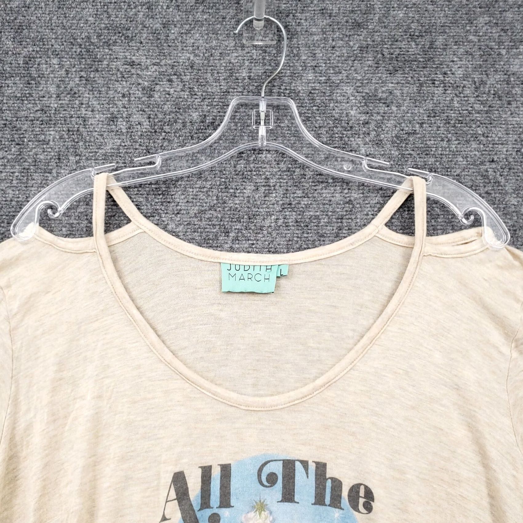 Vintage Judith March T-Shirt Womens L Beige Cold Shoulder Santa Christmas Holiday 90s Theme Shirts Womens L Size L / US 10 / IT 46 - 5 Thumbnail