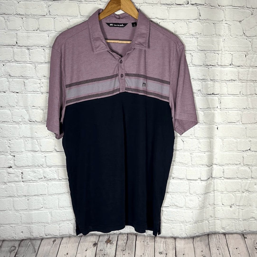 TravisMathew Travis Matthew Purple Gray Striped Golf Polo Shirt XL HOLE Size US XL / EU 56 / 4 - 2 Thumbnail