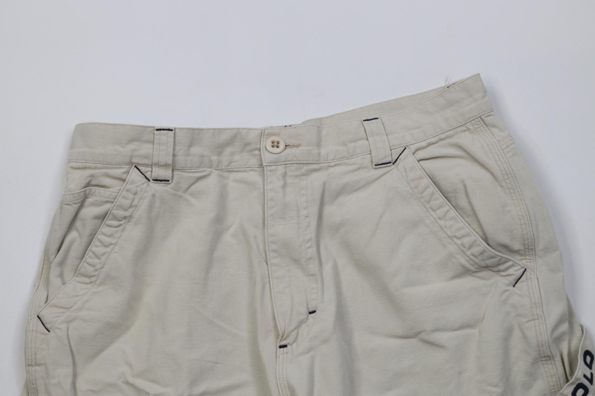 Polo Ralph Lauren Vintage 90s Y2K Ralph Lauren Canvas Dungaree Shorts Stone Size US 30 / EU 46 - 2 Thumbnail